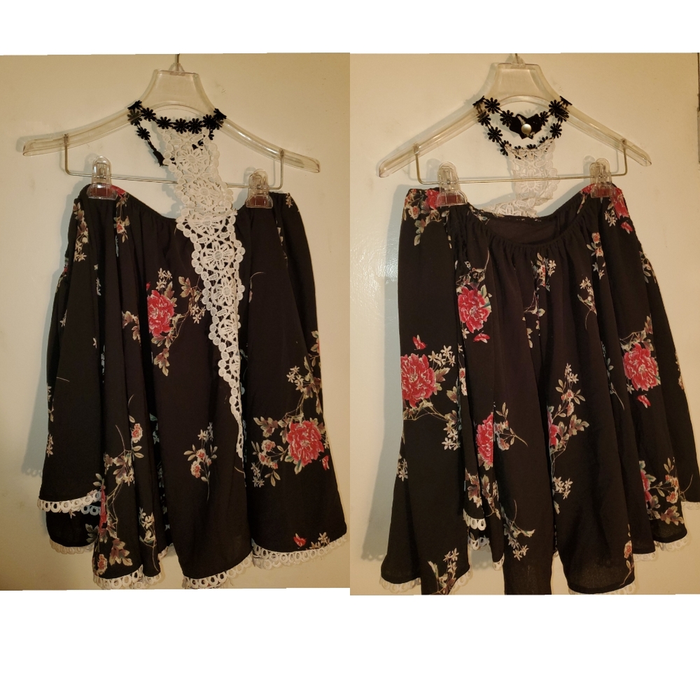 Strapless Off Shoulder Floral Plus Size shirt